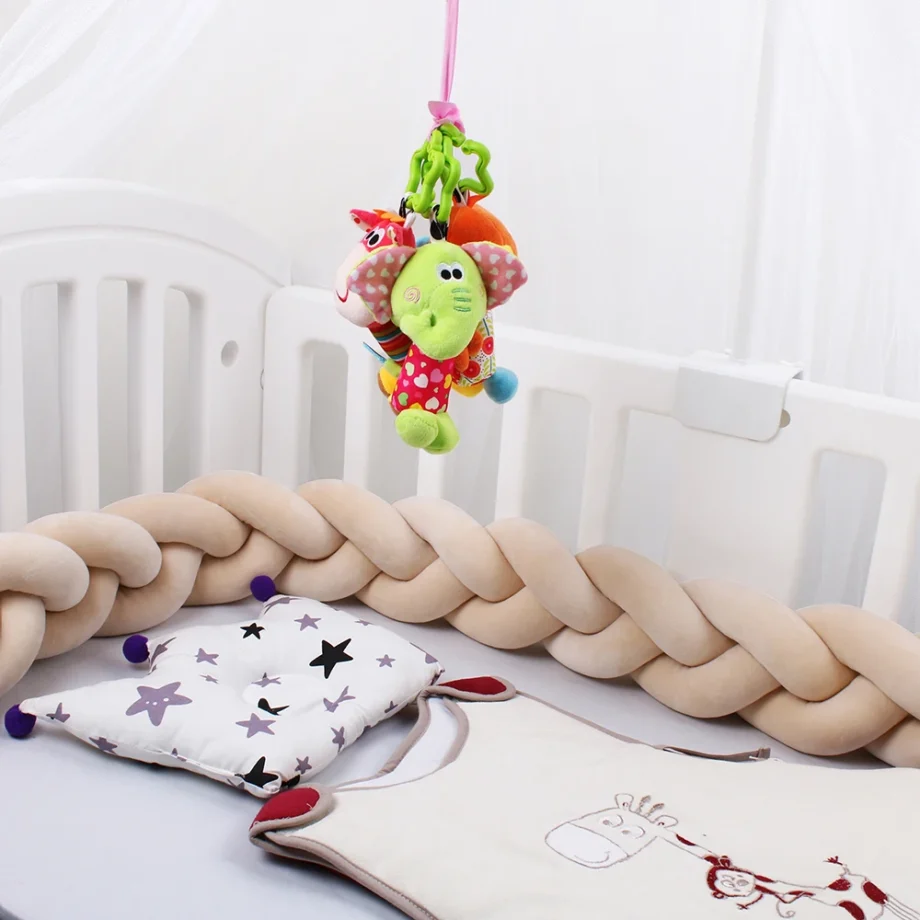 1-4M Baby Bed Bumper For Cribs Boy Girl Baby Bedside Protector Knotted Braided Cot Room Decor