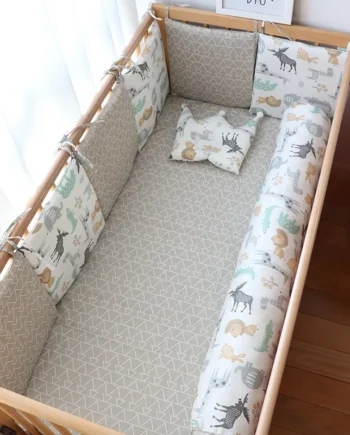 Baby Bed Bumper For Newborns Baby Room Decoration Thick Soft Crib Protector For Kids Cot Cushion With Cotton Cover Detachable