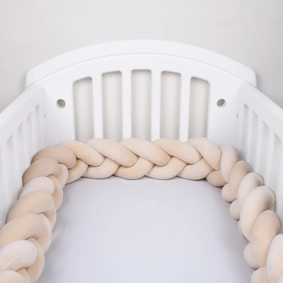 1-4M Baby Bed Bumper For Cribs Boy Girl Baby Bedside Protector Knotted Braided Cot Room Decor