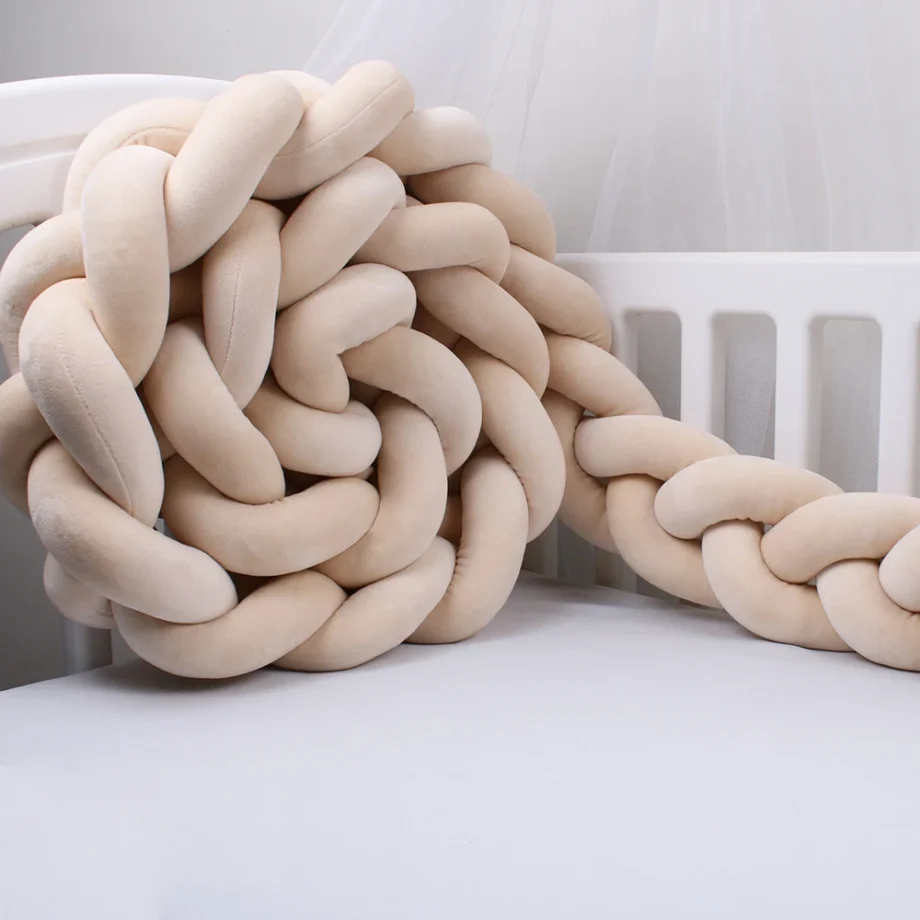 1-4M Baby Bed Bumper For Cribs Boy Girl Baby Bedside Protector Knotted Braided Cot Room Decor