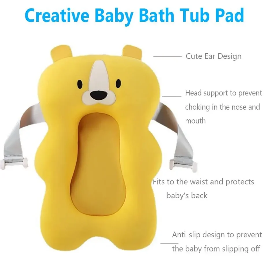 Baby Bath Tub Pad Non-Slip Bathtub Seat Comfortable Newborn Safety Infant Bath Support Shower Cushion Adjustable Soft Pillow