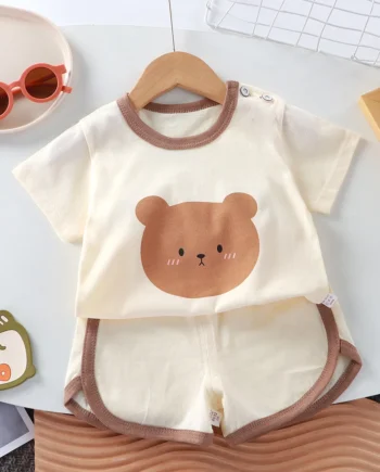 Summer cotton cartoon casual childrens set Baby Clothes girl girl boy T-shirt+shorts 2 pieces of 0-4-year-old childrens clothing