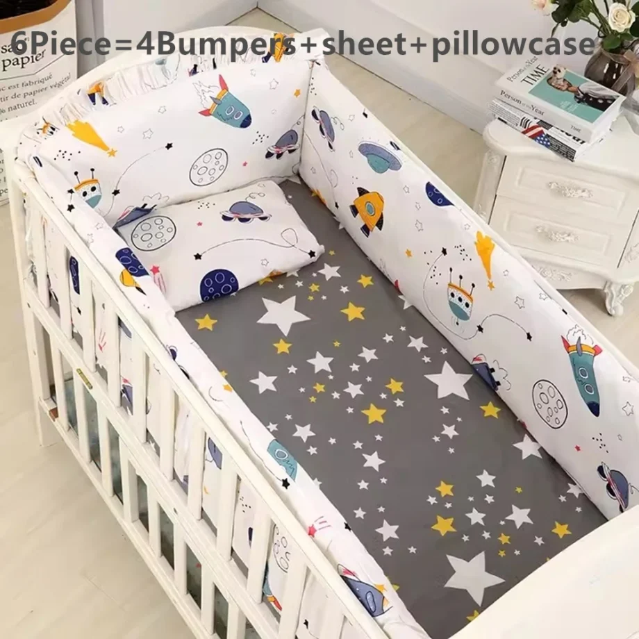6/9Pcs Cartoon Baby Crib Set Unpick Baby Bumpers protetor de berço Crib Sheet Crib Sets 120*60/120*70cm