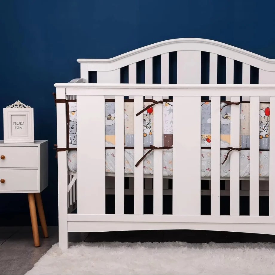 4m Print Baby Bed Bumper 4-piece set Detachable Newborn Crib Around Cot Protector Kids Room Decor Newborns Cot Fence