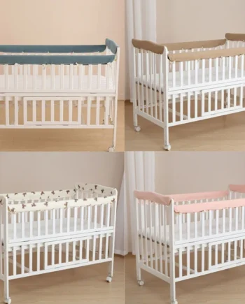 4 PCs Cotton Baby Bed Bumpers Standard Size Newborn Crib Wrapped Rail Cover Protector Set Soft Thicken Crib Rail Guard Bumpers