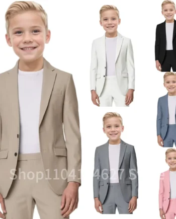 Formal Suit For Boy Korean Suits Blazer Pant Sets 2 Pieces Notched lapel Boys Clothing Elegant Tuxedo Boy's Suit