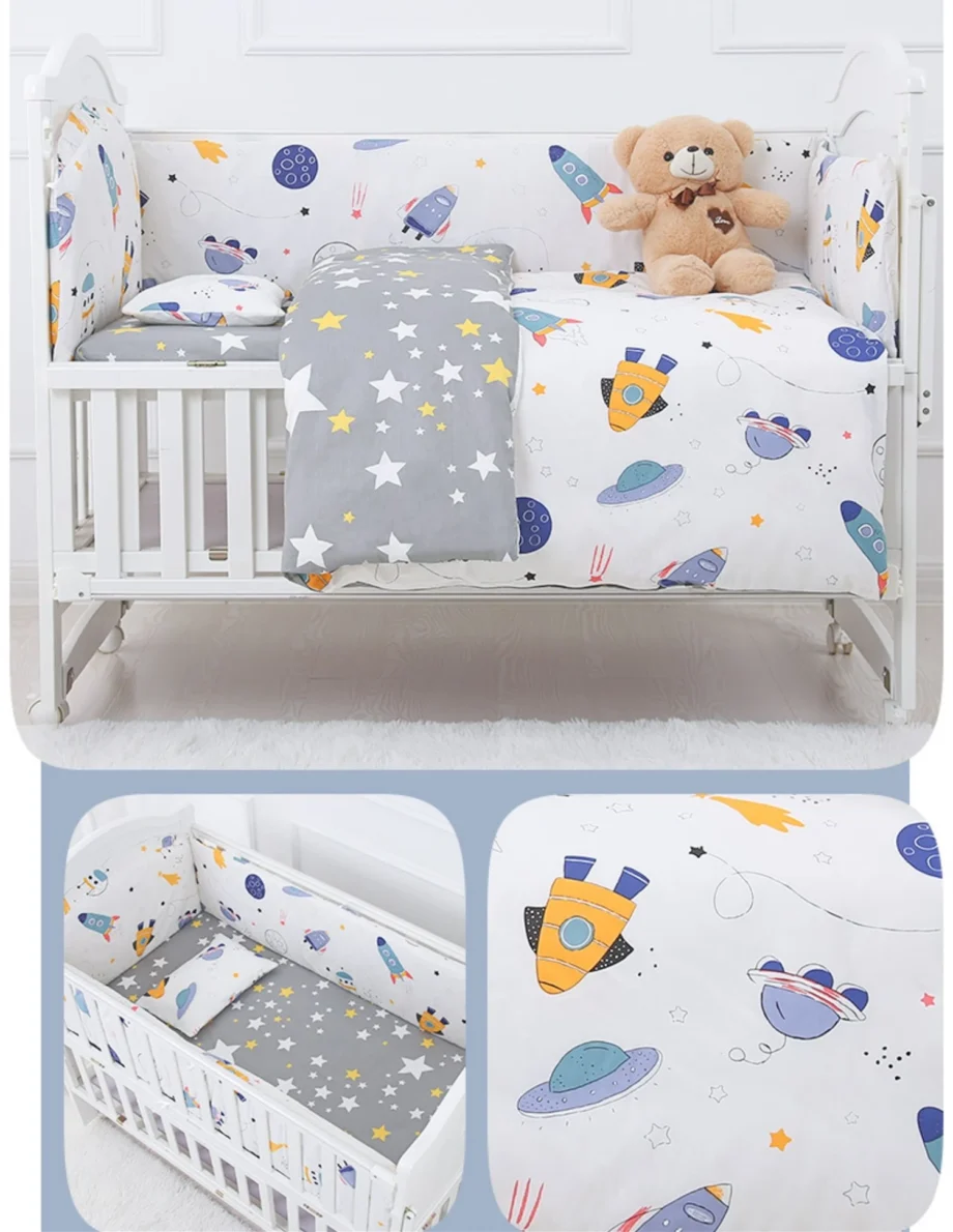 6/9Pcs Cartoon Baby Crib Set Unpick Baby Bumpers protetor de berço Crib Sheet Crib Sets 120*60/120*70cm