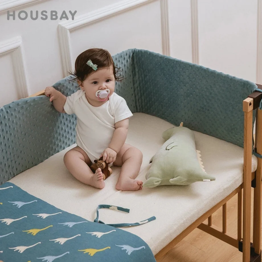 1.8M Baby Bumper Bed Protector Crib Side Winter Warm Baby Bedding Set Anti-Collision Crib Bumper Washable Cotton Velvet