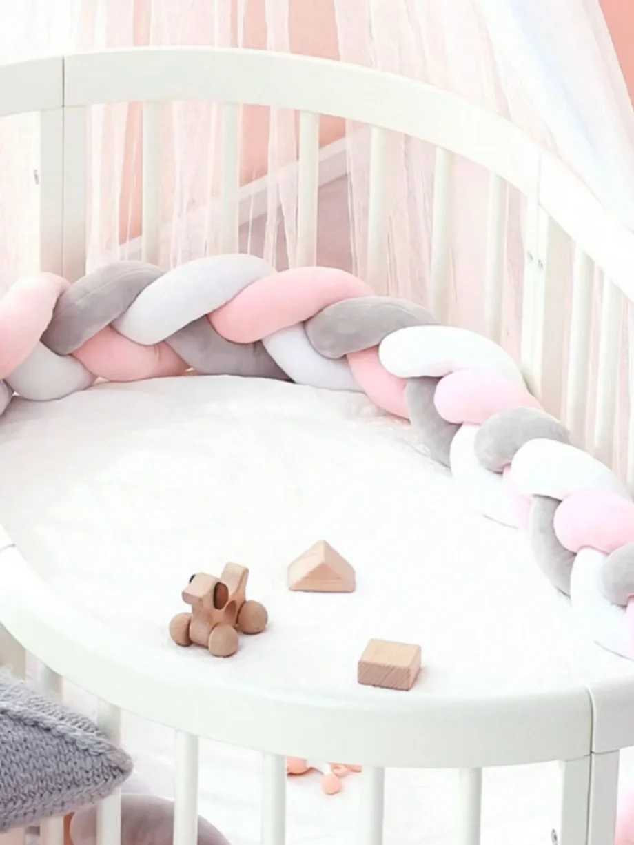 1M-3M Baby Bed Bumper Infant Cradle Pillow Cushion Braid Knot Bumper Crib Bumper Protector Room Decor Tresse Tour De Lit Bebe 3