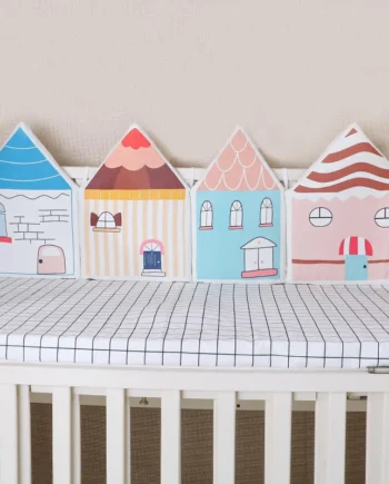 Simple Ins Style House Shape Baby Bed Bumper Children's Cotton Cartoon Decorative Bed Surrounder All Seasons Newborn Bed Bumper