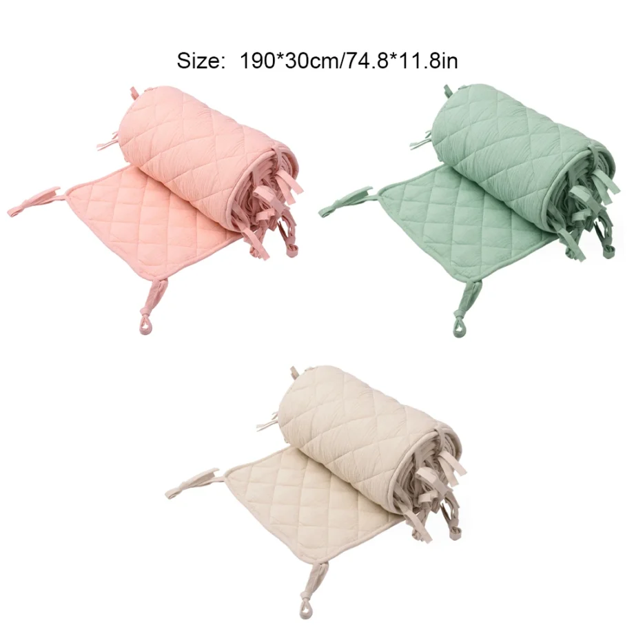 Cotton Crib Bumper for Protection Wrap Baby Anti-bite Solid Color Bed Fence Guardrail Newborn Care Baby Safety Bedding Product