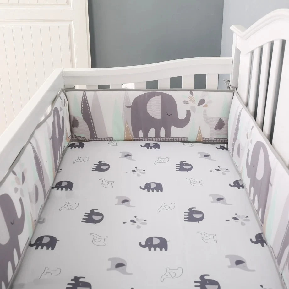 4Piece Thick Baby Crib Bumpers For Newborns Anti-collision Around Cot Infant Protector Nursery Decoration For 130*70cm Crib