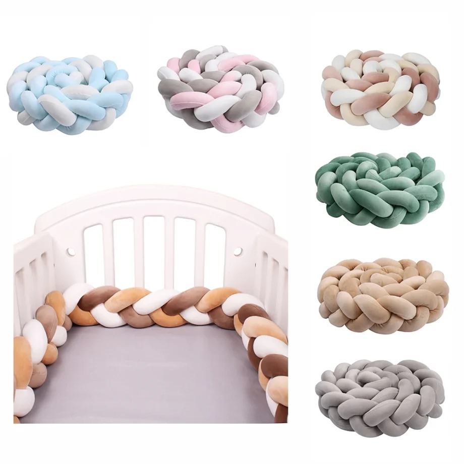 Braided Baby Bed Bumper Infant Cradle Pillow Cushion Braid Knot Bumper Crib Bumper Protector Room Decor Tresse Tour De Lit Bebe