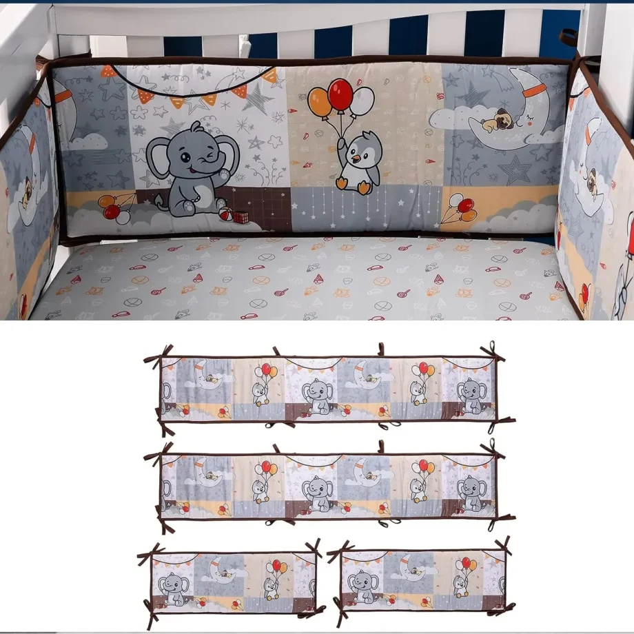 4m Print Baby Bed Bumper 4-piece set Detachable Newborn Crib Around Cot Protector Kids Room Decor Newborns Cot Fence
