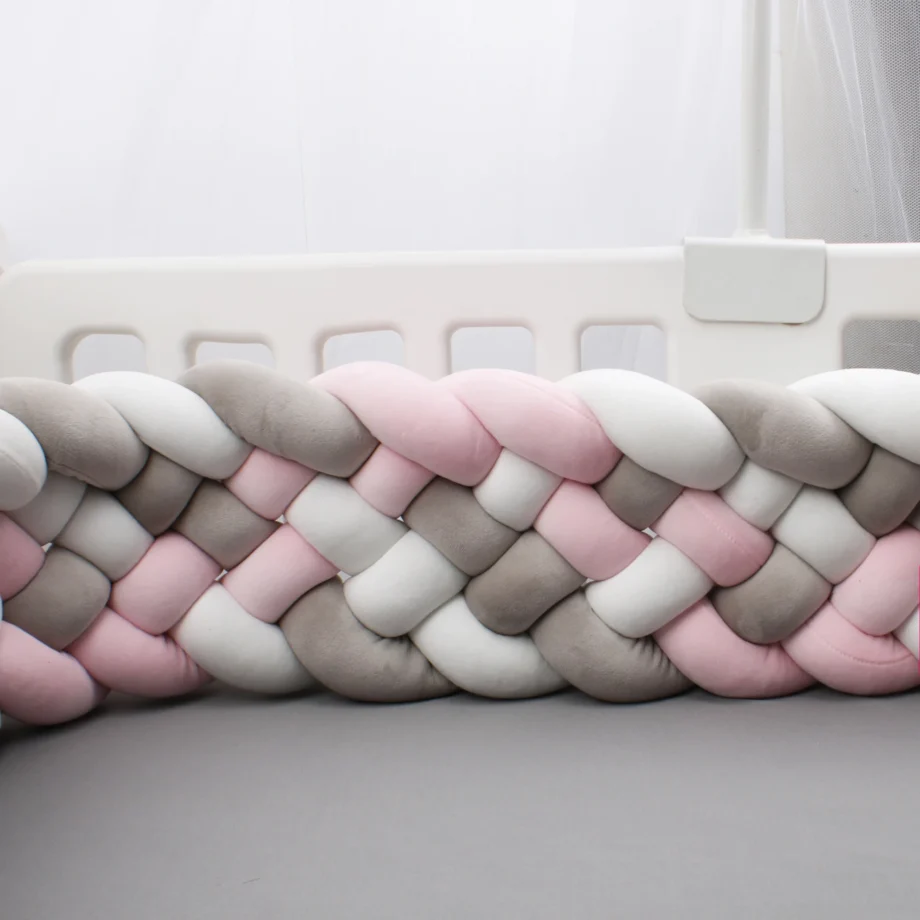 20-22cm Wide Baby Bed Bumper Braid Knot Pillow Cushion Bumper For Crib Protector Cot Bumper Room Decor 2M