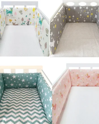 Nordic Stars Baby Bed Thicken Bumpers Zipper Design One-piece Crib Around Cushion Cot Protector Pillows 200*30 CM