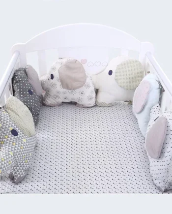 6pcs/set Kid Baby Sleeping Cotton Protector Bumper Newborn Bedding Bassinet Elephant Baby Crib Protector Baby Bed Bumper Fence