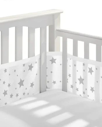 Breathable Mesh Bed Liner 4 Panel Baby Cot Fence Cotton Railing Thicken Bumper One-piece Crib Around Protector Baby Room Decor