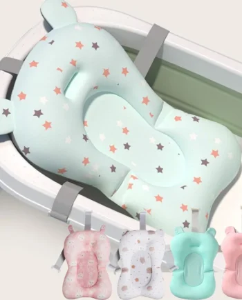 Baby Shower Bath Tub Pad Non-Slip Newborn Bathtub Mat Safety Nursing Foldable Support Comfort Body Cushion Mat Pillow Cartoon