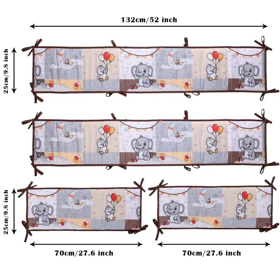 4m Print Baby Bed Bumper 4-piece set Detachable Newborn Crib Around Cot Protector Kids Room Decor Newborns Cot Fence