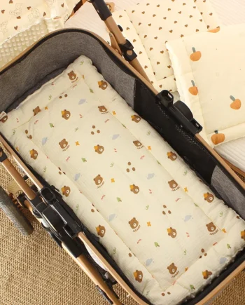 Dual-Sided Crib Mattress - Washable Toddler Bed Pad with Thick Cotton Filling, Breathable Baby Cradle & Stroller Cushion