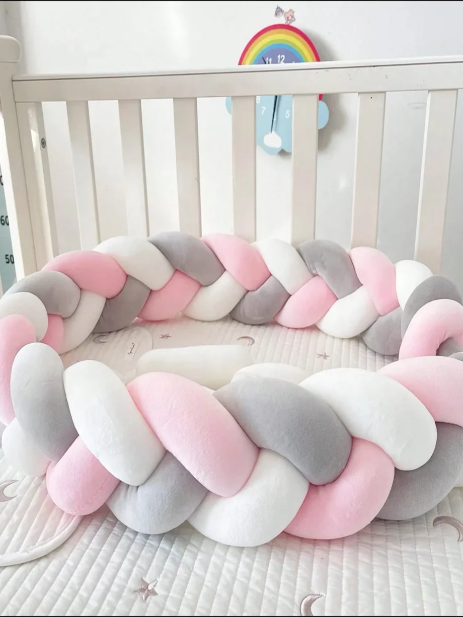 1M-3M Baby Bed Bumper Infant Cradle Pillow Cushion Braid Knot Bumper Crib Bumper Protector Room Decor Tresse Tour De Lit Bebe 3