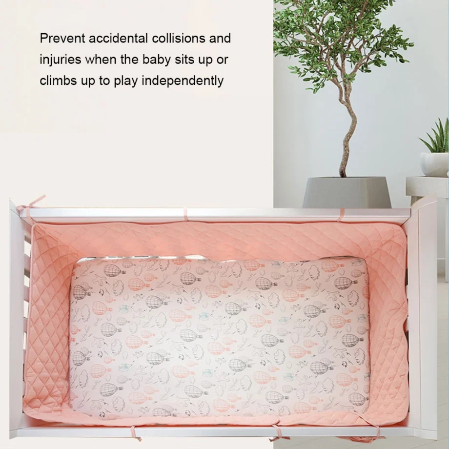 Cotton Crib Bumper for Protection Wrap Baby Anti-bite Solid Color Bed Fence Guardrail Newborn Care Baby Safety Bedding Product