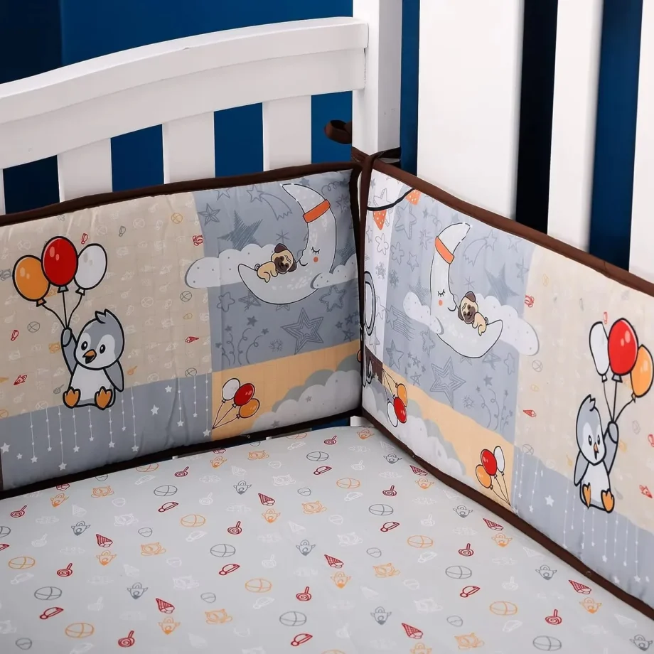 4m Print Baby Bed Bumper 4-piece set Detachable Newborn Crib Around Cot Protector Kids Room Decor Newborns Cot Fence