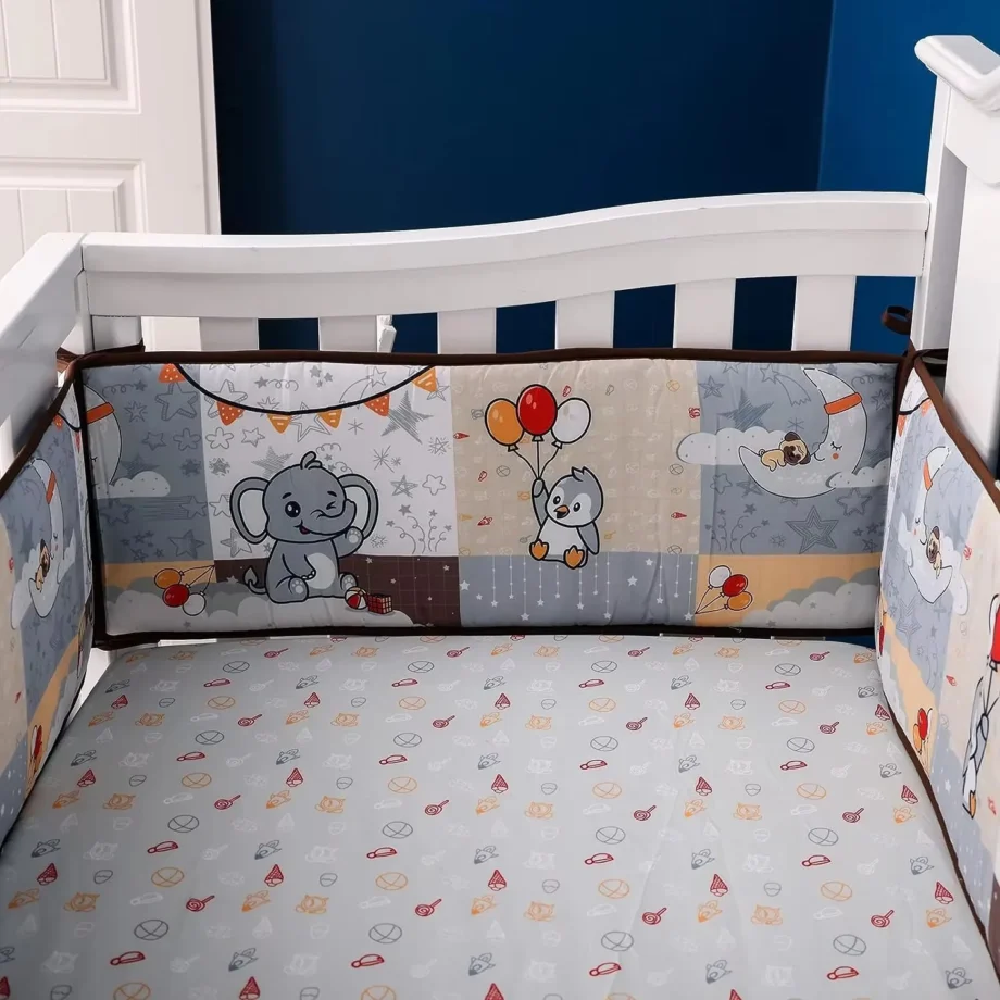 4m Print Baby Bed Bumper 4-piece set Detachable Newborn Crib Around Cot Protector Kids Room Decor Newborns Cot Fence