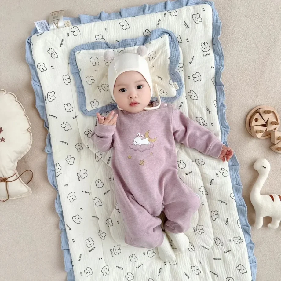 Washable Bean Fiber Mattress for Babies And Children with Lace Warmth Newborn Crib Mat Cotton Autumn Winter Baby Bedding
