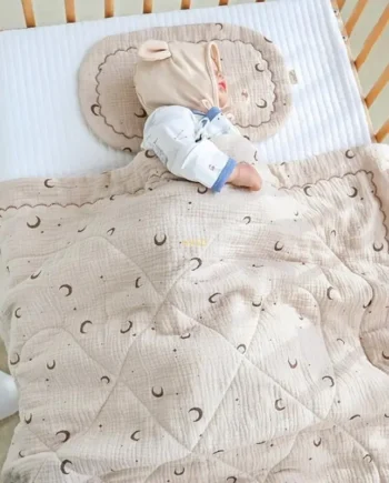 3-Layer Cotton Crib Mattress for Baby with Sleep Pillow/Breathable Quilt