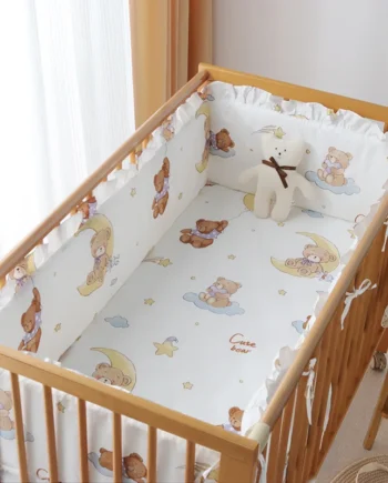 5-piece bedding set Baby Bed Bumper Cotton Padded 4pcs Bumpers+ Bed Sheet Newborn Cot Crib Protector Room Decor Bedding Set ZT35