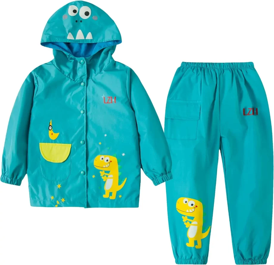 Boys Girls Set autumn and winter Toddler Hood Rain Suit Girls Unicorn Waterproof Coat and pant spcs Sets Kids Clothes 1-5year