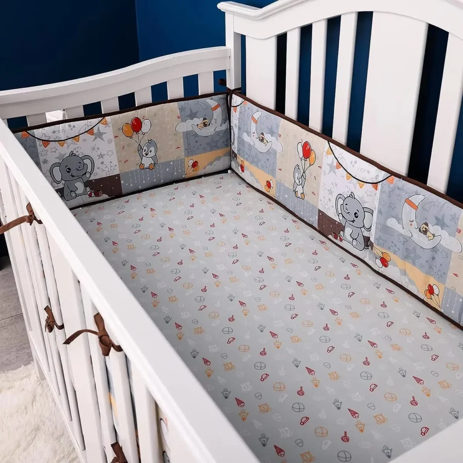 4m Print Baby Bed Bumper 4-piece set Detachable Newborn Crib Around Cot Protector Kids Room Decor Newborns Cot Fence