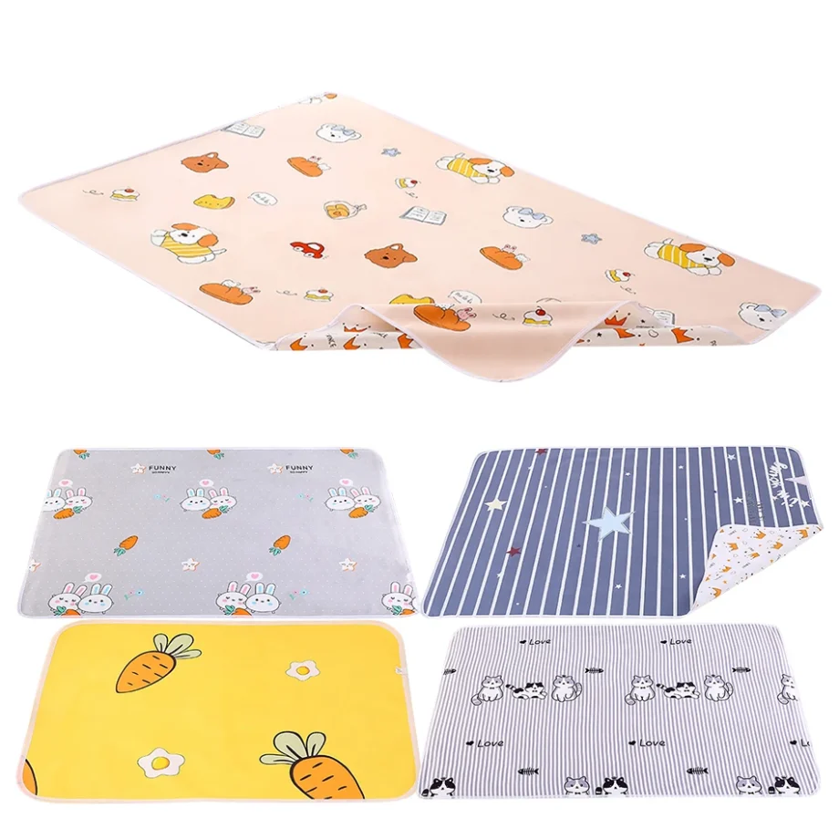 3 Layers Baby Waterproof Bed Unrine Pad Reversible Non Woven Absorbent Crib Mattress Cover Reusable Diaper Changing Mat for Kids