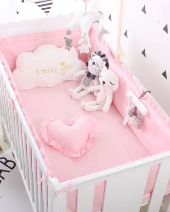 5Pcs Solid Color Cot Set Bed Protector Bed Protector Crib Bumper Crib Set jogo de cama Baby Bedding Set (4bumpers+Sheet)