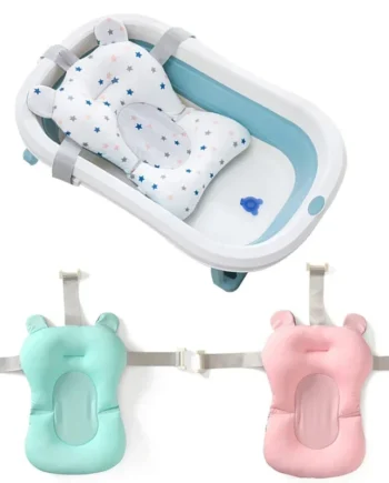 Portable Baby Bathtub Pad Ajustable Bath Tub Shower Cushion Newborn Support Seat Mat Foldable Baby Bath Seat Floating Water Pad