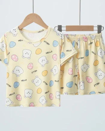 2-piece Summer Children's Comfortable And Versatile Cute Short sleeved Shorts Set For Boys And Girls Casual Home And Outdoor Set