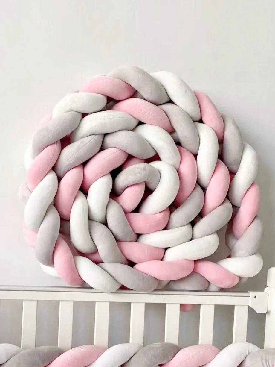 1M-3M Baby Bed Bumper Infant Cradle Pillow Cushion Braid Knot Bumper Crib Bumper Protector Room Decor Tresse Tour De Lit Bebe 3