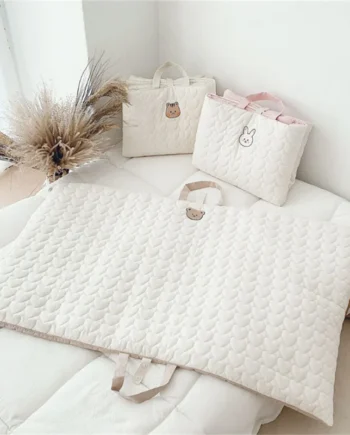 120*70CM Crib Mattress Cotton Foldable Baby Bassinet Mattress Portable Newborn SleepingMat Thickened Washable Playmat for Kids