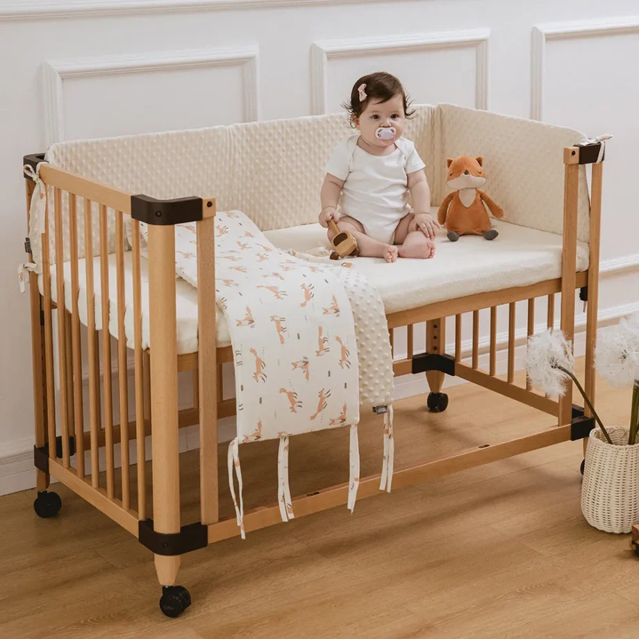 1.8M Baby Bumper Bed Protector Crib Side Winter Warm Baby Bedding Set Anti-Collision Crib Bumper Washable Cotton Velvet
